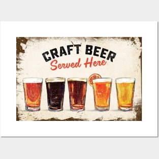 "Craft Beer Served Here" Cool Man Cave Bar Art Posters and Art